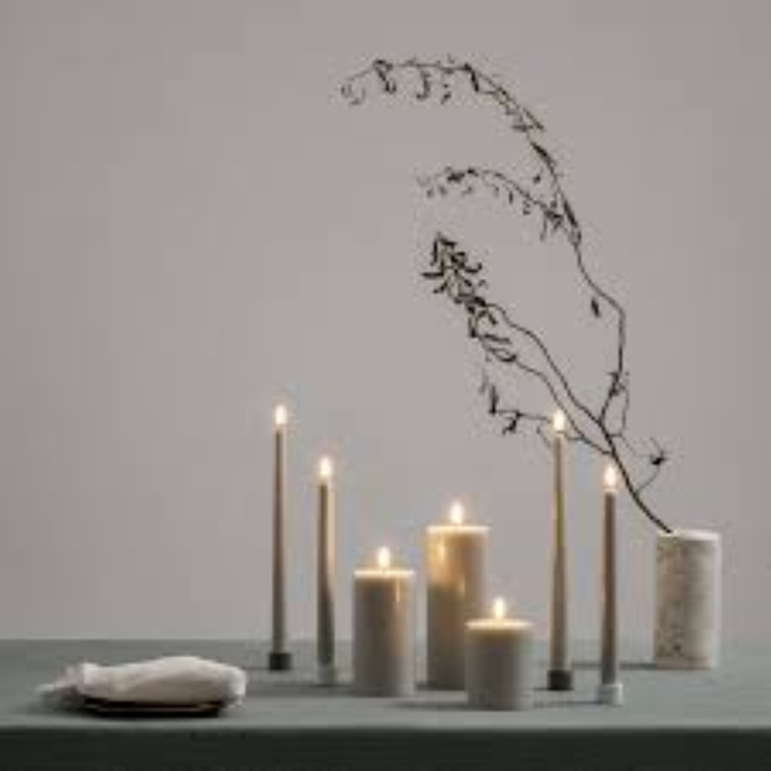 HOME LIGHTS DINNER CANDLES 4PCS GREY HL1666